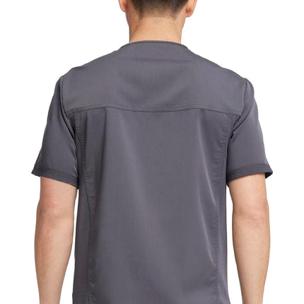 Dickies Scrub Top for Men with Zip Chest Pocket, Rib Knit, I.D. Badge at, 2-Way Stretch Durable & Breathable Fabric - DK865, Pewter, Medium
