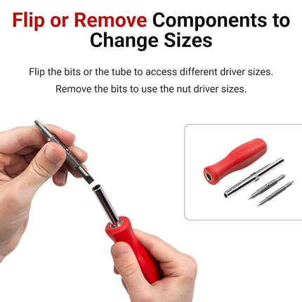 TEKTON 6-in-1 Multi-Bit Driver Set, 4-Piece (Phillips, Slotted, Torx, Square) | DMS91002
