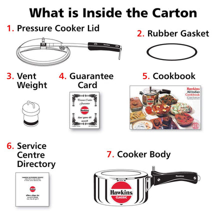 Hawkins Classic Pressure Cooker, 1.5 Litre Capacity