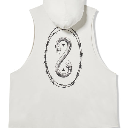 Under Armour Men's Project Rock Snake Sleeveless Hoodie, (114) White Clay / Black / White, M