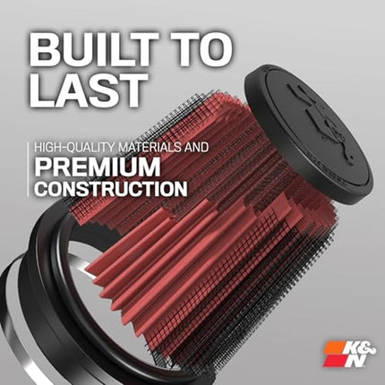K&N Universal Clamp-On Air Filter: High Performance, Premium, Washable, Replacement Filter: Flange Diameter: 3 In, Filter Height: 5 In, Flange Length: 1.75 In, Shape: Round Tapered, RU-3580