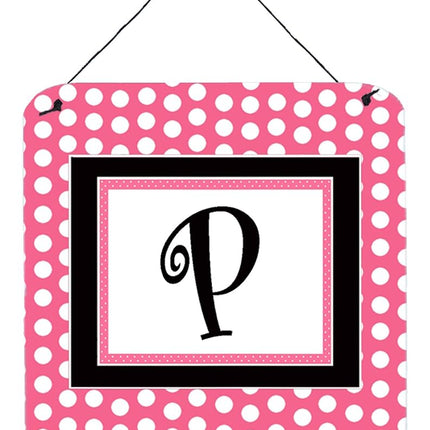 Caroline's Treasures Letter P Initial with Pink/Black Polka Dots Wall or Door Hanging Prints, 6 x 6, Multicolor