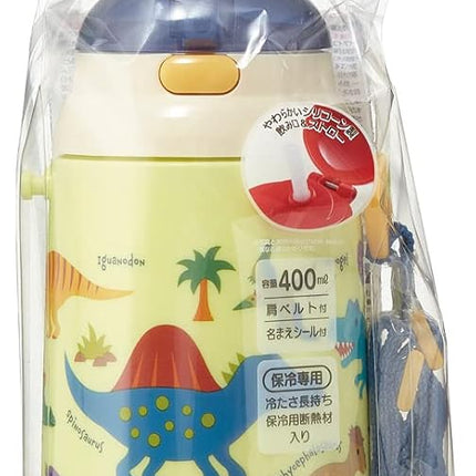 / SDPC4P-A Stainless Steel Water Bottle with Straw, One Push Type, 11.8 fl oz (350 ml), Dinosaurus Picture