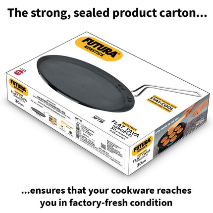 Futura Non-Stick Flat Tava Griddle, 12-Inch For Dosa, 4.88mm with Steel Handle
