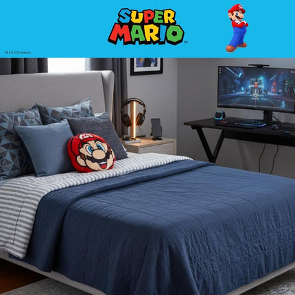 Franco Anime Gaming Bedding Soft Cozy Plush Decorative Pillow, One Size, Super Mario