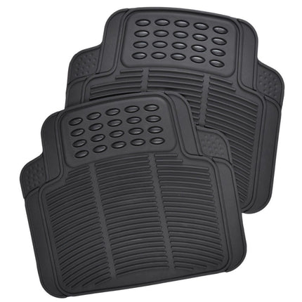 BDK Universal Fit Front/Rear All Weather Protection Heavy Duty Rubber Floor Mat - Black