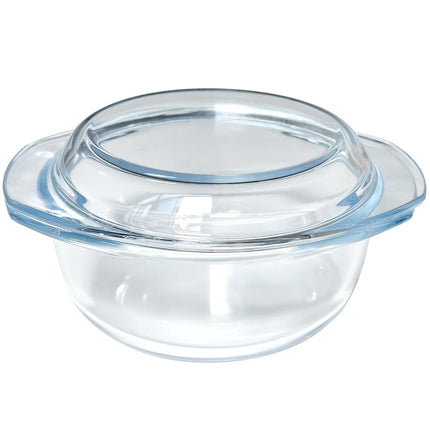 Small 1-QT Round Tempered Glass Casserole Dish wit