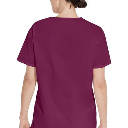 Dickies Men's Big & Tall V-Neck Scrub Double Chest Pocket Top, Wine, XXL Big