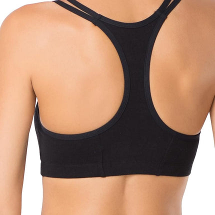 Sujetador deportivo de algodón Fruit of the Loom de tirantes finos para mujer, 3 unidades, en colores de moda, opaco, camuflaje moderno pequeño/blanco/negro, 32 (paquete de 3)