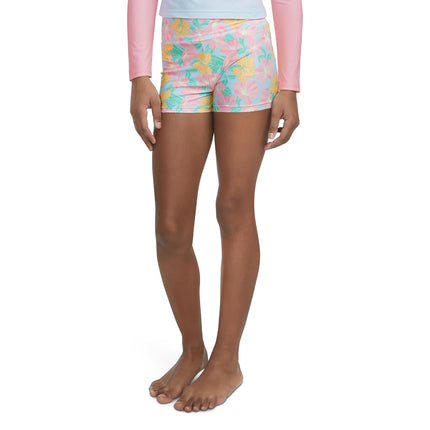 Shorts de baño Hurley para niña, azul hielo/floral, talla XG