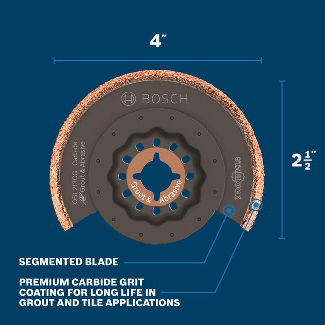 Bosch OSL212CG Starlock Oscillating Multi Tool Carbide Grit Segmented Saw Blade, 2-1/2"