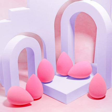 AOA Studio Collection MiNi Makeup Sponge Set Makeup Blender Latex Free and High-definition Set of 6 Makeup Blender For Powder Cream and Liquid, Super Soft Wonder Blender Beauty Cosmetic 3 Tear Drop + 3 Beveled Shape (Pink)…