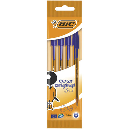 BIC Cristal Fine Ballpoint Pen Pack of 4 blue