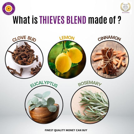Deve Herbes Thieves Multipurpose Undiluted Essential Oil Blend 100ml (3.38 oz) with Pre-Diluted Ready-to-Use Roll-on 10ml (0.33 oz)