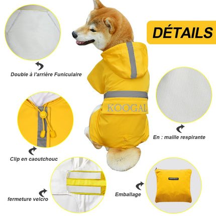 KOOGAL Pet Large Dog Raincoat Apparel Poncho Waterproof for Medium Large Sized for Dog Raincoat Clothes Jacket,Dog Rain Jacket (Yellow, 3XL)