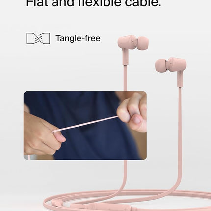 Belkin SoundForm Wired Earbuds with USB-C Connector, Pink - In-Ear Earphones w/Microphone - Headphones for iPhone 16, iPad Mini, Galaxy S24, Android, and More with USB-C Connector