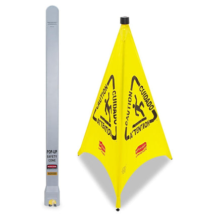 Rubbermaid Commercial Products Wet Floor Pop-Up Safety Cone | Collapsible 4 Sided Plastic Warning Sign | 76 cm, Yellow