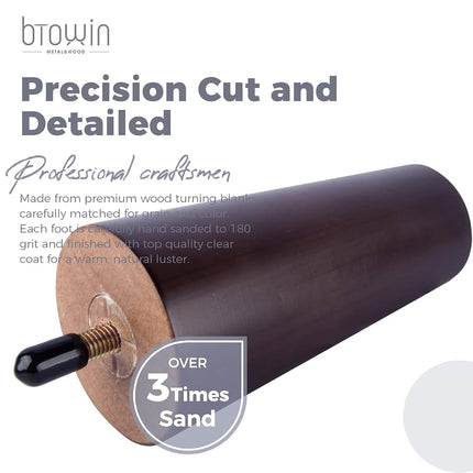 Btowin 10 inch Solid Wood Tapered Furniture Legs Set of 4 with M8 Bolts