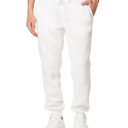 Southpole Men's 1570 Basic Active Fleece Jogger Sweatpants, White, X-Large