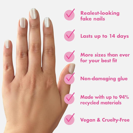 Olive & June Maximalist Instant Mani Press-On Nails (Glue) | 42 Fake Nails, 21 Sizes | Non-Toxic, Long-Lasting Big, Bold Gorgeous Realistic Look | Extra Short, Squoval | Marshmallow Velvet
