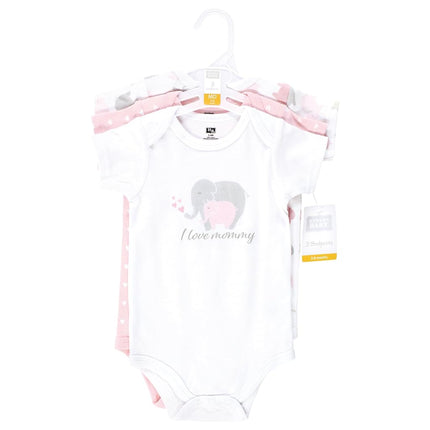 Hudson Baby Unisex Baby Cotton Bodysuits, Multi Color Mommy Elephant, Preemie