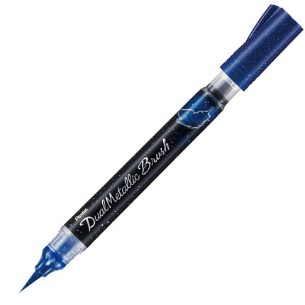 Pentel - Blue Brush Pen with Push Back and Glossy 