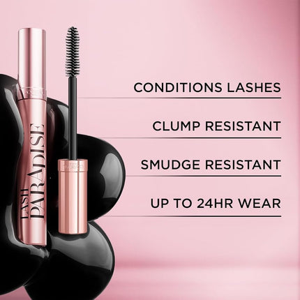 L’Oréal Paris Voluminous Lash Paradise Mascara, Lengthening Mascara, Volume & Length for Up to 24 Hours with Flower Oil Infused Conditioning Formula for Sensitive Eyes, Blackest Black, 0.28 fl. oz.