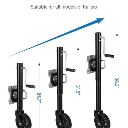 FAHKNS Trailer Jack with 8" Wheel, 2000 lbs Boat Swivel Jack Single Wheels, Heavy Duty 13" Lift RV Bolt On Tongue Jacks for Boat Camper (Black)