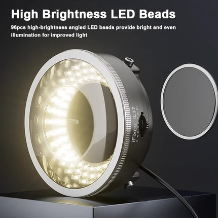 Mulcort Polarized Led Ring Light for Microscope,96 LED USB Microscope Ring Light Lamp Anti-Glare Illuminators Light Source for Industrial Digital Camera Phone Solder Repair Tools