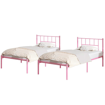 VECELO Twin Metal Platform Bed Frame with Headboar