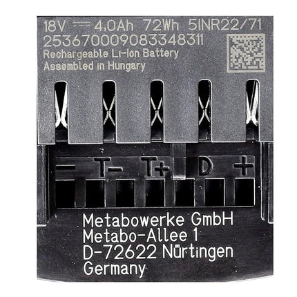 METABO 18V 4.0ah LI-HD Battery 625367000