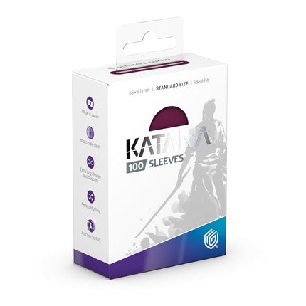 Ultimate Guard Katana Card Sleeves, 100 Standard Size TCG Sleeves, 66 x 91 mm, Radiant Plum Back, Tournament Sleeves, Non-PVC & Acid-Free, High Clarity