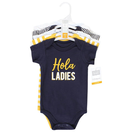 Hudson Baby Unisex Baby Cotton Bodysuits, Hola Ladies 5-Pack, Newborn, Hola Ladies 5-pack, Newborn
