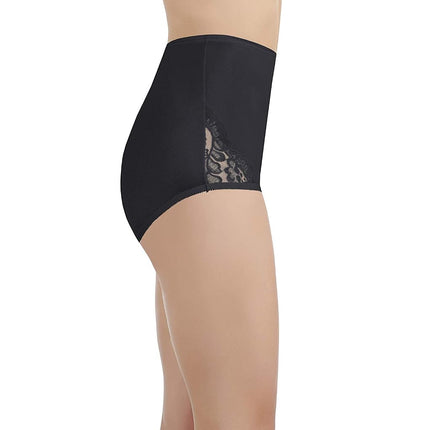 Vanity Fair Women's High Waisted Underwear, Full Coverage Ladies Panties, Perfectly Yours Briefs, Nylon Lace - Midnight Black, 11