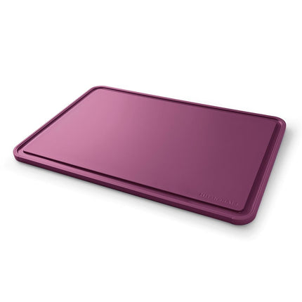 KitchenAid Classic Plastic Cutting Board with Perimeter Trench and Non Slip Edges, Dishwasher Safe, 12 x 18 inch, Beetroot