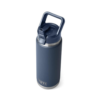 Bouteille YETI Rambler 769 ml, isolée sous vide, en acier inoxydable avec bouchon paille de couleur assortie, bleu marine