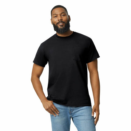 GILDAN Men's Ultra Cotton Adult T-shirt With Pocket, 2-pack Shirt, Black, M UK