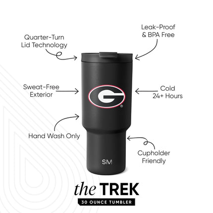 Simple Modern Officially Licensed Collegiate Georgia Bulldogs 30 oz Tumbler with Flip Lid and Straws | Insulated Cup Stainless Steel | Gifts for Men Women | Trek Collection | University of Georgia