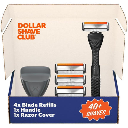 Dollar Shave Club | Kit de afeitado de viaje | 4 cartuchos de recambio Swift Rinse, 1 mango, 1 tapa para maquinilla
