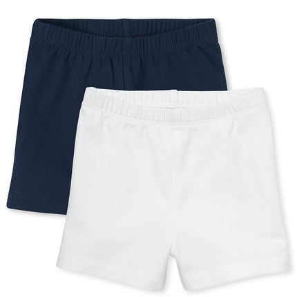 The Children's Place baby girls And Toddler Cartwheel Shorts, Tidal/White 2 Pack, 4T US