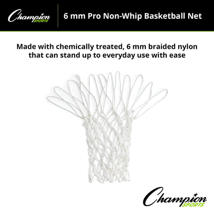 Champion Sports 6 mm - 200 g - Red de baloncesto - Ganchos que no se enredan - Blanco