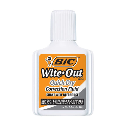 BIC Wite-Out Líquido Corrector de Secado Rápido - Paquete de 3 (BICWOFQD324)