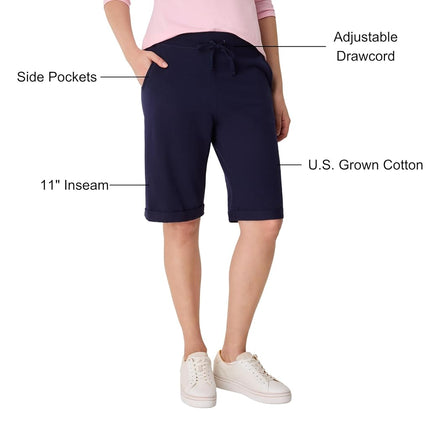 Hanes Women's French Terry Bermuda Short, Navy, Medium