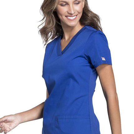 Cherokee Women's V-Neck Medical Work Wear Top, Galaxy Blue, M