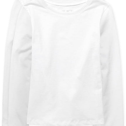 Children's Place The Girls' 2 Pack Long Sleeve Basic Layering T-Shirt 2-Pack, White 2 Pack, X-Small