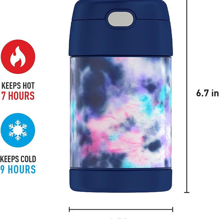 Thermos FUNTAINER 16 Ounce Stainless Steel Vacuum Insulated Food Jar with Spoon, Tie Dye