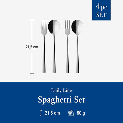 Villeroy & Boch - Daily Line Specials Spaghetti Set, 4 pt., Cutlery Set consisting of Spoon and Fork, Stainless Steel, 265x85x30mm, Dishwasher Safe