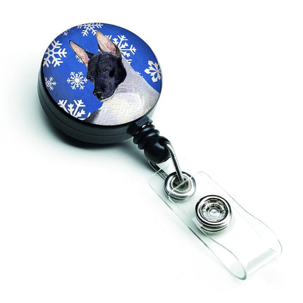 Caroline's Treasures Rat Terrier Winter Snowflakes Holiday Retractable Badge Reel, Multicolor (SS4618BR)