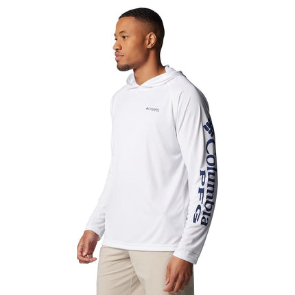 Columbia Men's Terminal Tackle Hoodie, White/Nightshade Logo, X-Small
