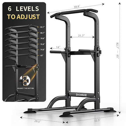 DONIUZ Power Tower Pull Up Bar and Dip Station, Multi-Function Home Gym, Strength Training Fitness Equipment, Height Adjustable(WHITE)